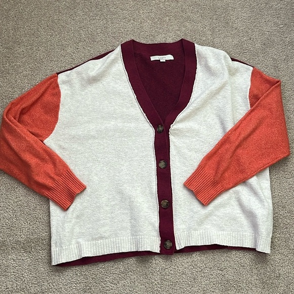 “Loft- Colorblock Cardigan size large” - Picture 1 of 6